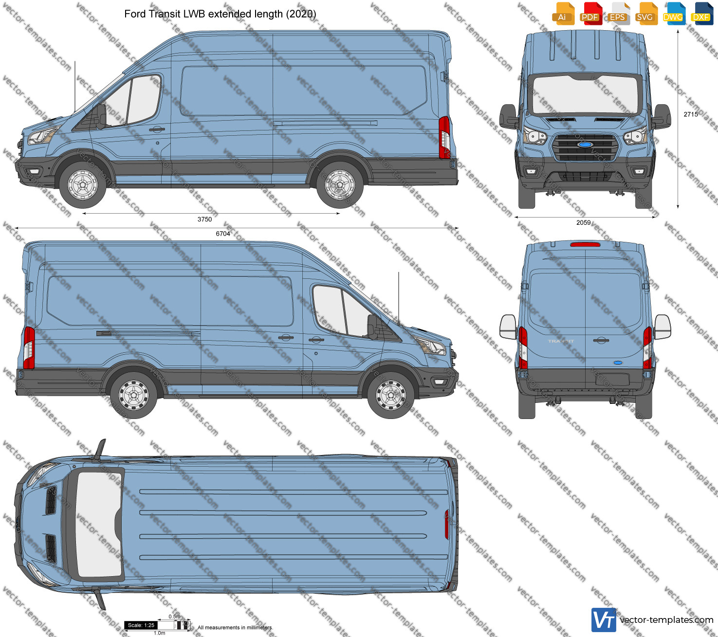 Templates - Cars - Ford - Ford Transit LWB extended length
