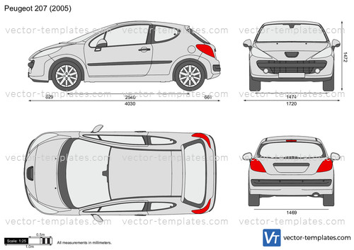 Peugeot 207 5-Door vector drawing