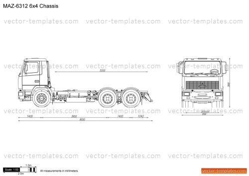 Templates - Trucks - MAZ - MAZ-6312 6x4 Chassis