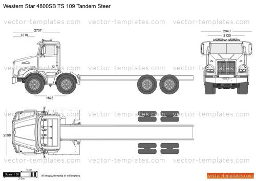 Templates - Trucks - Western Star - Western Star 4800SB TS 109 Tandem Steer