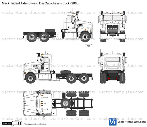 Mack Trident AxleForward DayCab chassis truck