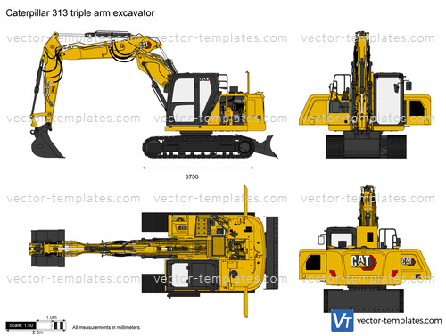 Caterpillar 313 triple arm excavator