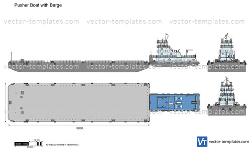 Pusher Boat with Barge