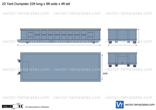 20 Yard Dumpster 22ft long x 8ft wide x 4ft tall